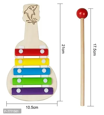 VOOLEX  -wooden xylophone Guitar musical toy for children with 5 note - Multicolor-thumb2