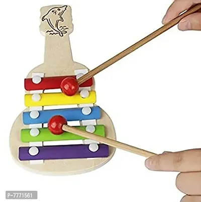 VOOLEX  -wooden xylophone Guitar musical toy for children with 5 note - Multicolor-thumb3