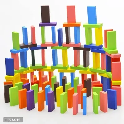 VOOLEX- Dominoes Blocks Set 12 Colours Wooden Toy Building and Stacking Counting Adding Subtracting Multiplicati-thumb0