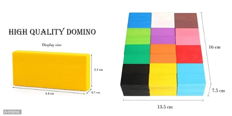 VOOLEX- Dominoes Blocks Set 12 Colours Wooden Toy Building and Stacking Counting Adding Subtracting Multiplicati-thumb4