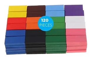 VOOLEX- Dominoes Blocks Set 12 Colours Wooden Toy Building and Stacking Counting Adding Subtracting Multiplicati-thumb4