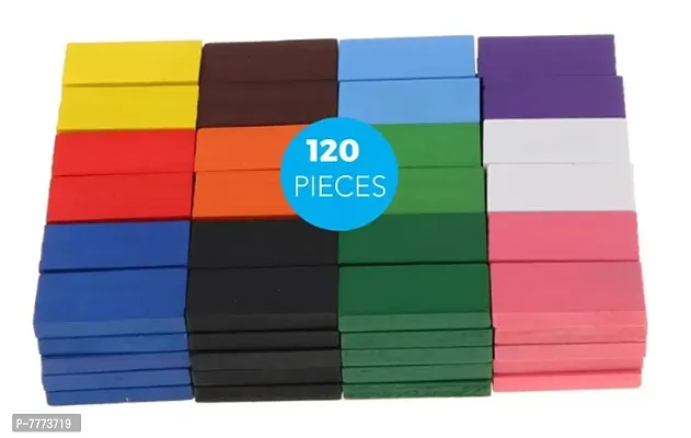 VOOLEX- Dominoes Blocks Set 12 Colours Wooden Toy Building and Stacking Counting Adding Subtracting Multiplicati-thumb5