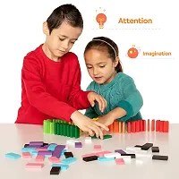 VOOLEX- Dominoes Blocks Set 12 Colours Wooden Toy Building and Stacking Counting Adding Subtracting Multiplicati-thumb1