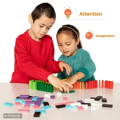 VOOLEX- Dominoes Blocks Set 12 Colours Wooden Toy Building and Stacking Counting Adding Subtracting Multiplicati-thumb2