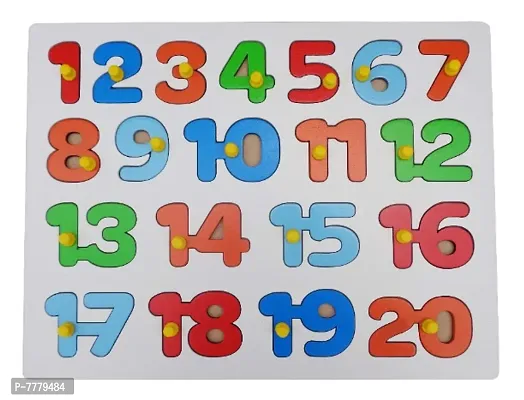 -( 1 to 20) Counting Number Educational Wooden Learning Puzzle Tray with Montessori  Knobs and Best Gift Toy for Preschoolers Kids-thumb0