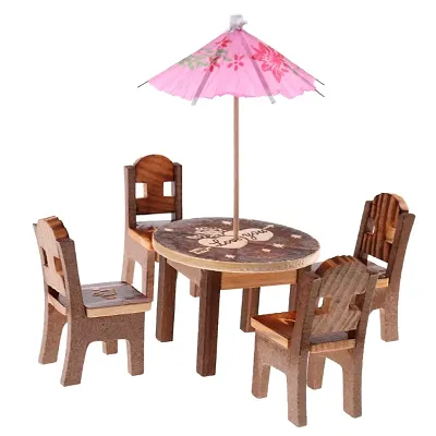 VOOLEX- wooden doll house miniature dinning table for kids - Multi color,Pack of 1 set