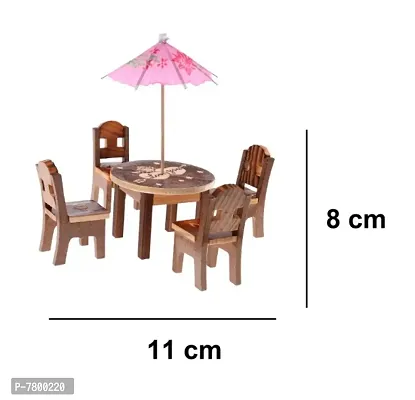 VOOLEX- wooden doll house miniature dinning table for kids - Multi color,Pack of 1 set-thumb2