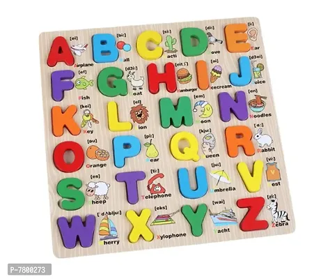 VOOLEX- 3D Wooden Capital Alphabet And Big Capital Letter Puzzle Board -Multicolor