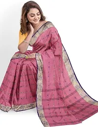 Stylish Pink Cotton Saree With Blouse Piece For Women-thumb3