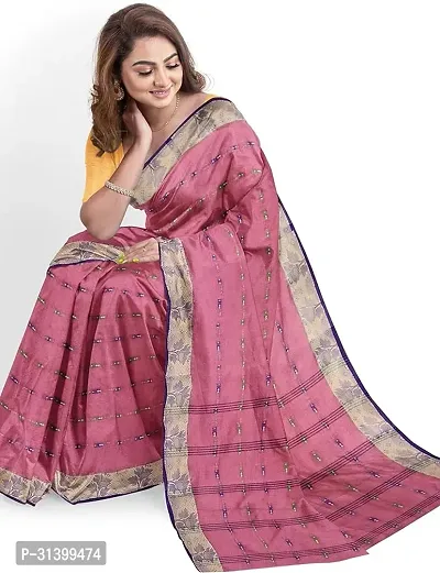 Stylish Pink Cotton Saree With Blouse Piece For Women-thumb4