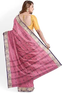 Stylish Pink Cotton Saree With Blouse Piece For Women-thumb1