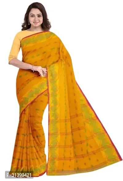 Stylish Mustard Cotton Saree With Blouse Piece For Women