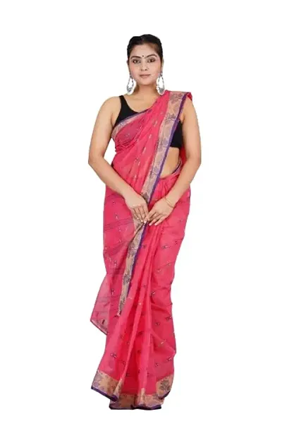 Stylish Chanderi Self Pattern Saree With Blouse Piece For Women