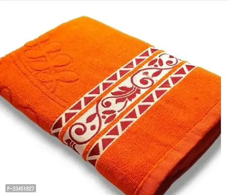 Comfortable Orange Chiffon Self Pattern Bath Towels