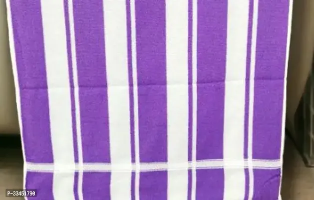 Comfortable Purple Chiffon Striped Bath Towels-thumb0