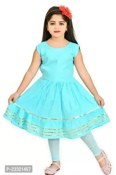 Pretty Sea Blue Rayon Embroidery Frock For Girls-thumb2