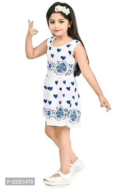 Pretty Blue Printed Cotton Blend Frocks For Girls-thumb4