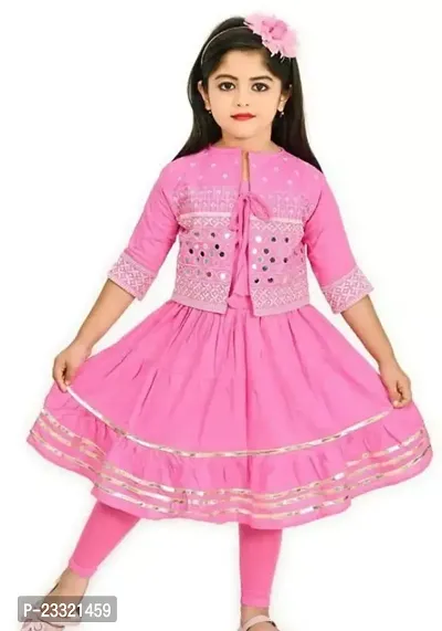 Pretty Pink Rayon Embroidery Frock For Girls