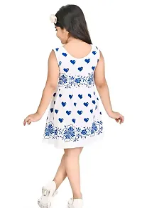 Pretty Blue Printed Cotton Blend Frocks For Girls-thumb1