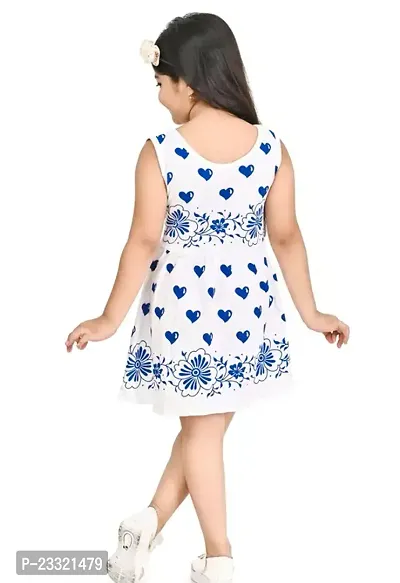 Pretty Blue Printed Cotton Blend Frocks For Girls-thumb2