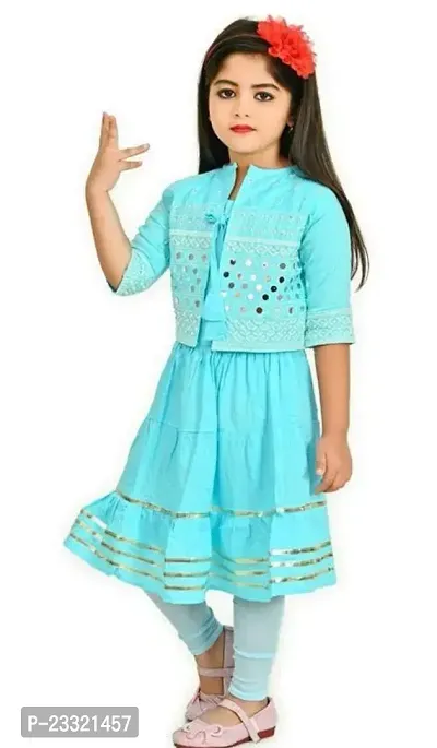 Pretty Sea Blue Rayon Embroidery Frock For Girls-thumb4