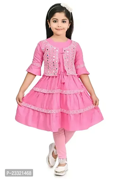 Buy SIMRAN WEAR Baby Girls Short Sleeves Frock with Pant Baby Girl's Cotton  Frock with Leggings, Frill Frock (3-4 year) at Amazon.in