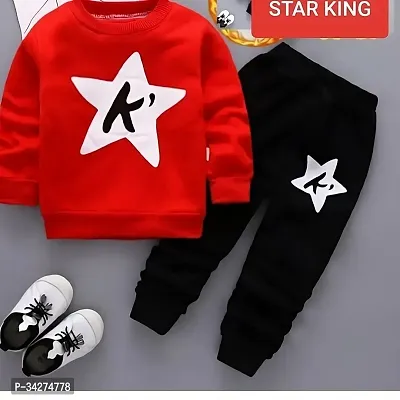 Kids' Bold Red and Black Sweatshirt and Pants Set - Finofab-thumb0