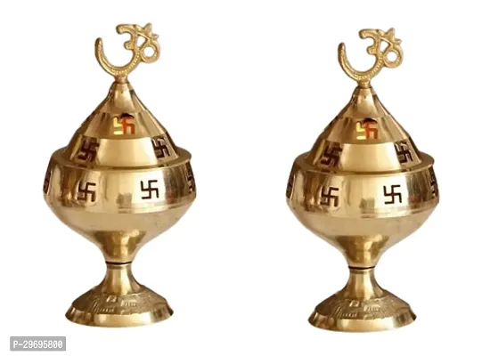 Golden Brass Oil Lamp Diya for Religious Purpose Pack Of 2-thumb0