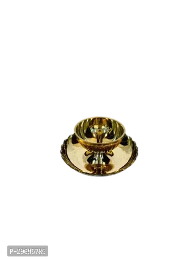 Golden Brass Oil Lamp Diya for Religious Purpose-thumb0