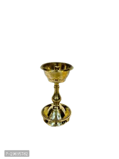 Golden Brass Oil Lamp Diya for Religious Purpose-thumb0