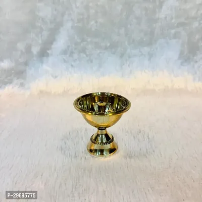 Golden Brass Oil Lamp Diya for Religious Purpose-thumb0