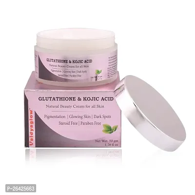 Vaidyaglow Glutathione  Kojicacid, vitamin c, Natural Beauty Cream for Dry,  Oily,  Sensiive Skin | best for pigmentation, dark spots, melasma, uneven skin,  whitening skin | for men  women day nigh