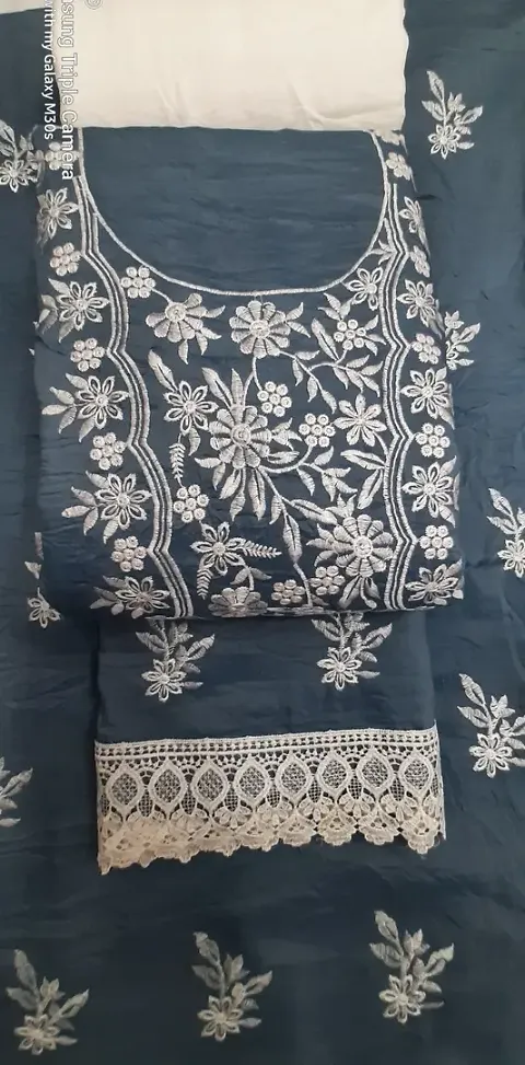 Classic Embroidered Dress Material without Dupatta for Women