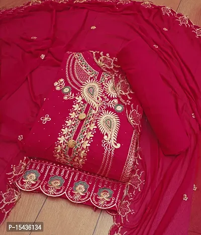 Classic Polycotton Embroidered Dress Material with Dupatta for Women