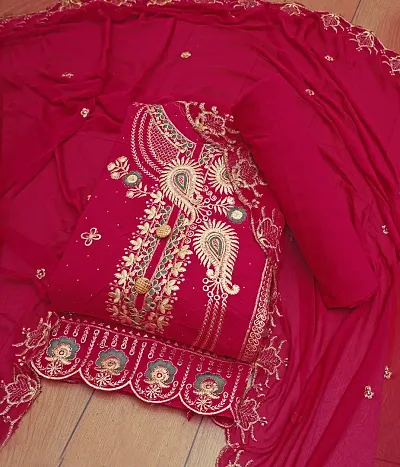 Classic Polycotton Embroidered Dress Material with Dupatta for Women