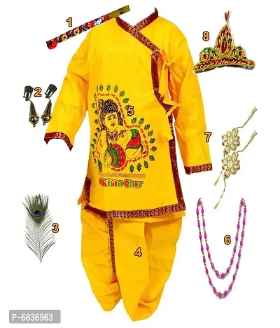 Buy Kaku Fancy Dresses Krishna in Cotton Fabric for  Krishnaleela/Janmashtami/Kanha/Mythological Character Costume -Yellow, 3-6  Months, for Boys Online at Low Prices in India - Amazon.in