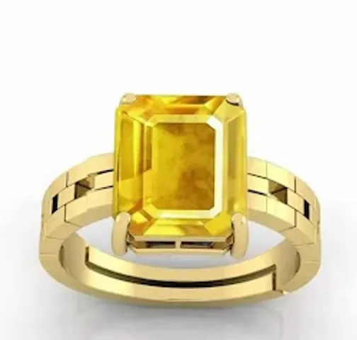 11.25 Ratti Untreatet A+ Quality Pukhraj Gemstone Plated Ring for Womens and Mens