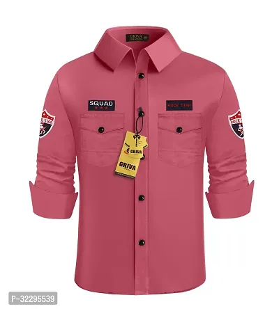 Stylish Pink Cotton Double Pocket Shirt for Boys