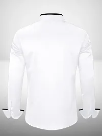 Stylish White Cotton Blend Solid Long Sleeves Casual Shirt For Men-thumb1