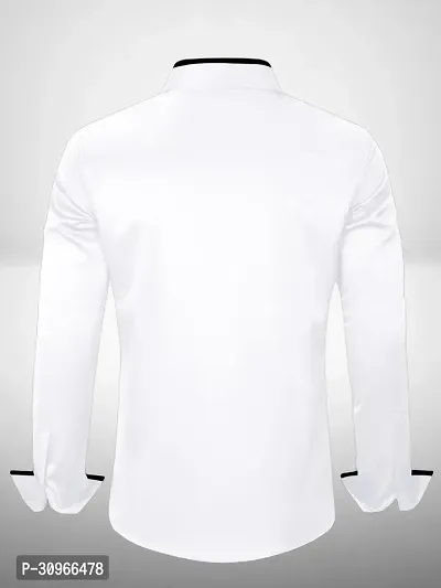 Stylish White Cotton Blend Solid Long Sleeves Casual Shirt For Men-thumb2