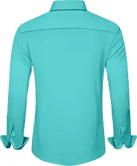 Stylish Blue Cotton Blend Solid Long Sleeves Casual Shirt For Men-thumb1