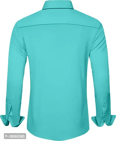 Stylish Blue Cotton Blend Solid Long Sleeves Casual Shirt For Men-thumb2