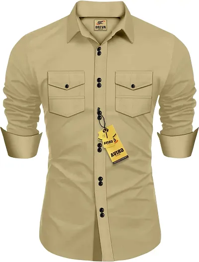 Stylish Blend Solid Long Sleeves Casual Shirt For Men