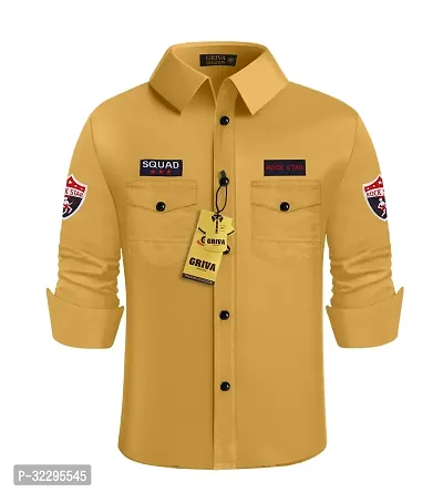 Stylish Yellow Cotton Double Pocket Shirt for Boys-thumb0