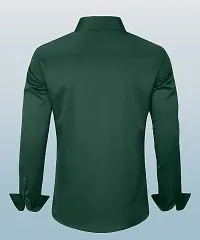 Stylish Green Cotton Blend Solid Long Sleeves Casual Shirt For Men-thumb1