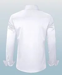 Stylish White Cotton Blend Self Design Long Sleeves Casual Shirt For Men-thumb1