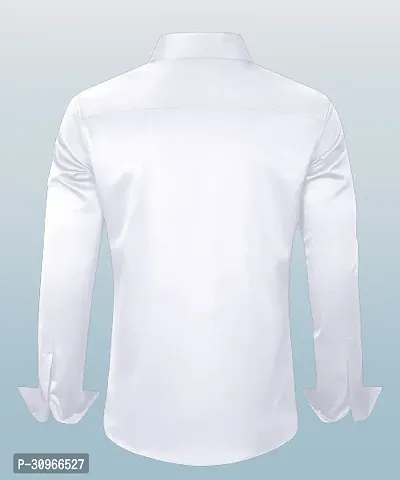 Stylish White Cotton Blend Self Design Long Sleeves Casual Shirt For Men-thumb2