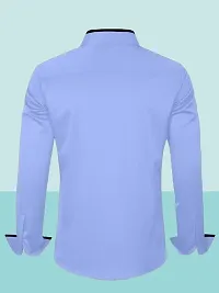 Stylish Blue Cotton Solid Long Sleeves Casual Shirt For Men-thumb1