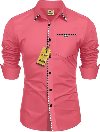 Stylish Blend Solid Long Sleeves Casual Shirt For Men