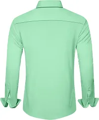 Stylish Light Green Cotton Blend Solid Long Sleeves Casual Shirt For Men-thumb1